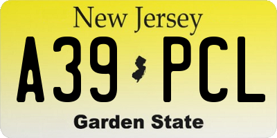 NJ license plate A39PCL