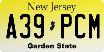 NJ license plate A39PCM