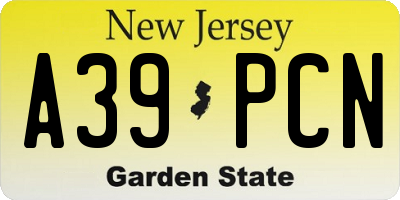 NJ license plate A39PCN