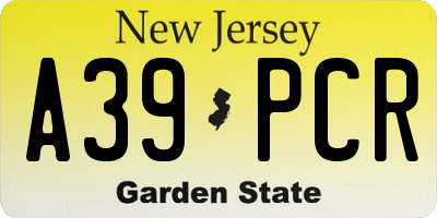 NJ license plate A39PCR