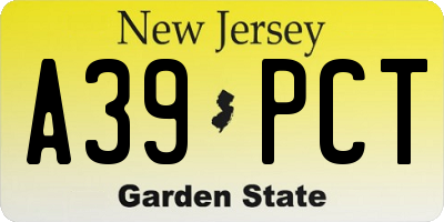 NJ license plate A39PCT