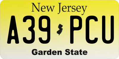 NJ license plate A39PCU
