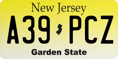 NJ license plate A39PCZ