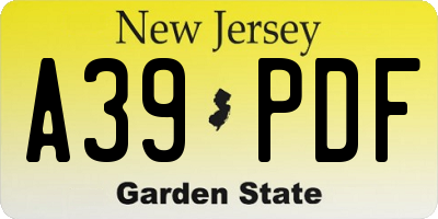 NJ license plate A39PDF