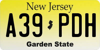NJ license plate A39PDH