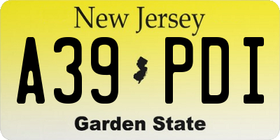 NJ license plate A39PDI