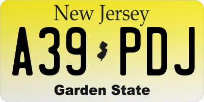 NJ license plate A39PDJ