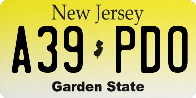NJ license plate A39PDO