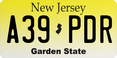 NJ license plate A39PDR