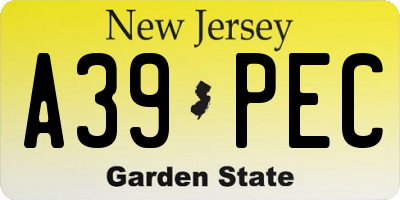 NJ license plate A39PEC
