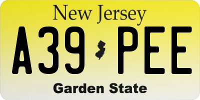 NJ license plate A39PEE