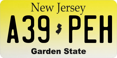 NJ license plate A39PEH
