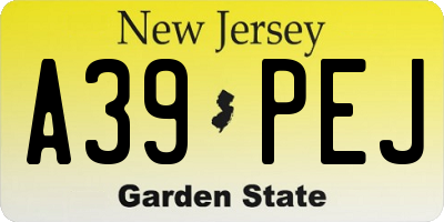 NJ license plate A39PEJ
