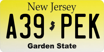 NJ license plate A39PEK