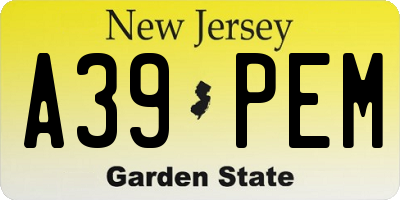 NJ license plate A39PEM