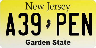NJ license plate A39PEN