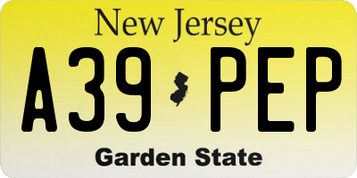 NJ license plate A39PEP
