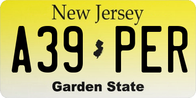 NJ license plate A39PER