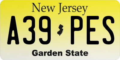 NJ license plate A39PES