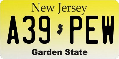 NJ license plate A39PEW