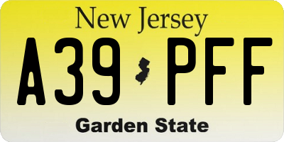 NJ license plate A39PFF