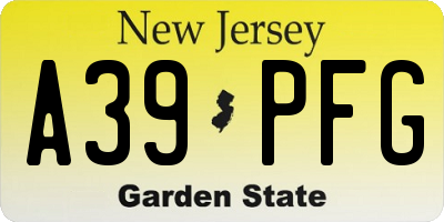 NJ license plate A39PFG