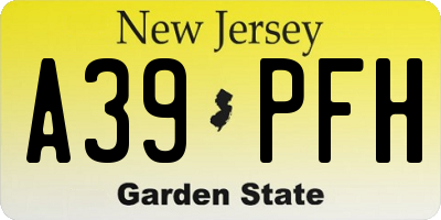 NJ license plate A39PFH