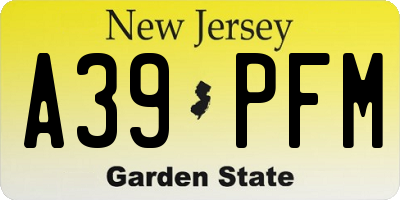 NJ license plate A39PFM