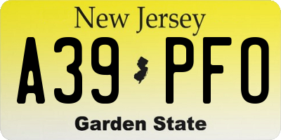 NJ license plate A39PFO