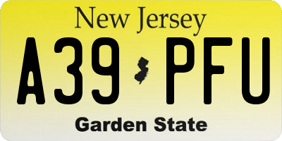 NJ license plate A39PFU