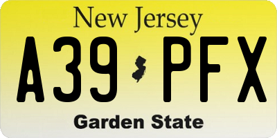 NJ license plate A39PFX