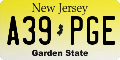 NJ license plate A39PGE