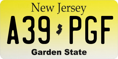 NJ license plate A39PGF
