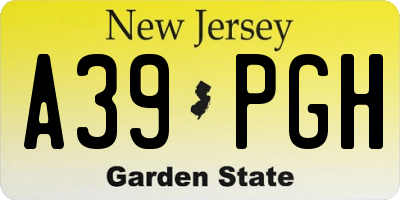 NJ license plate A39PGH
