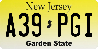 NJ license plate A39PGI