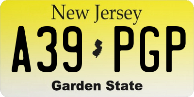 NJ license plate A39PGP