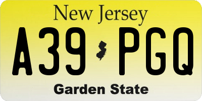 NJ license plate A39PGQ