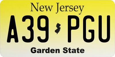 NJ license plate A39PGU