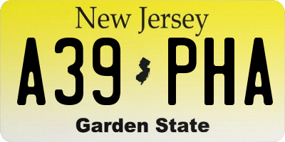 NJ license plate A39PHA