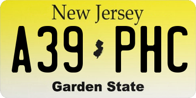NJ license plate A39PHC
