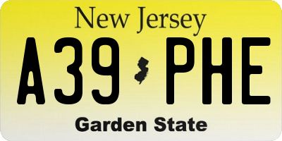 NJ license plate A39PHE