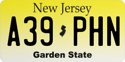 NJ license plate A39PHN