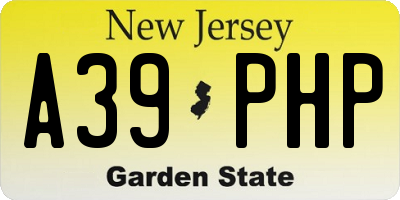 NJ license plate A39PHP
