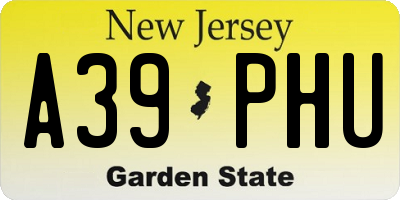 NJ license plate A39PHU