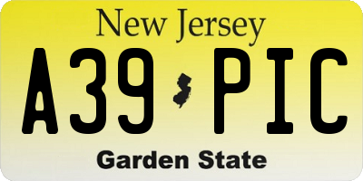 NJ license plate A39PIC