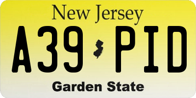NJ license plate A39PID