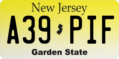 NJ license plate A39PIF