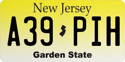 NJ license plate A39PIH