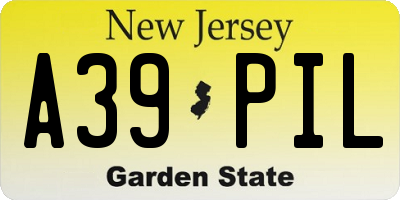 NJ license plate A39PIL