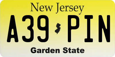 NJ license plate A39PIN